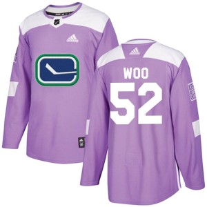 Youth Vancouver Canucks Jett Woo Adidas Authentic Fights Cancer Practice Jersey - Purple