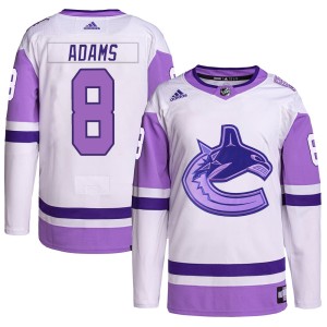 Men's Vancouver Canucks Greg Adams Adidas Authentic Hockey Fights Cancer Primegreen Jersey - White/Purple