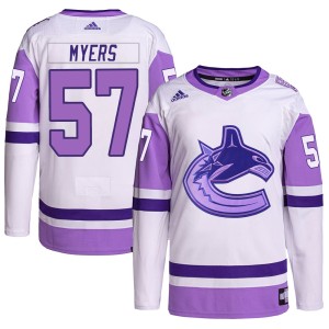 Men's Vancouver Canucks Tyler Myers Adidas Authentic Hockey Fights Cancer Primegreen Jersey - White/Purple