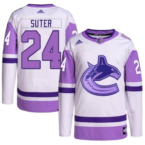 Men's Vancouver Canucks Pius Suter Adidas Authentic Hockey Fights Cancer Primegreen Jersey - White/Purple