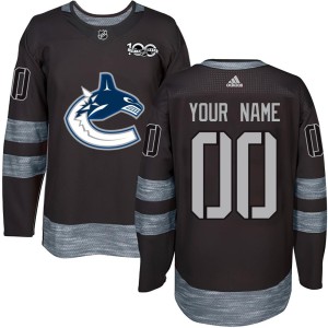 Youth Vancouver Canucks Custom Authentic 1917-2017 100th Anniversary Jersey - Black
