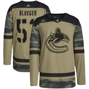 Youth Vancouver Canucks Teddy Blueger Adidas Authentic Camo Military Appreciation Practice Jersey - Blue