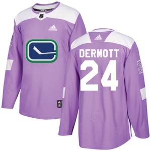Men's Vancouver Canucks Travis Dermott Adidas Authentic Fights Cancer Practice Jersey - Purple
