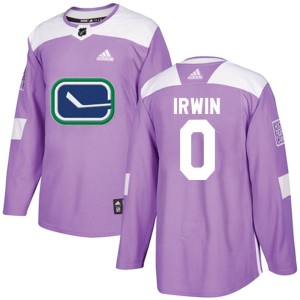 Men's Vancouver Canucks Matt Irwin Adidas Authentic Fights Cancer Practice Jersey - Purple