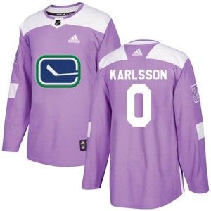 Men's Vancouver Canucks Linus Karlsson Adidas Authentic Fights Cancer Practice Jersey - Purple