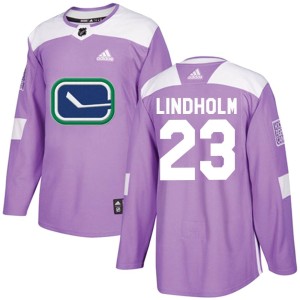 Men's Vancouver Canucks Elias Lindholm Adidas Authentic Fights Cancer Practice Jersey - Purple