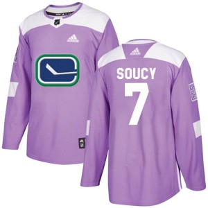 Men's Vancouver Canucks Carson Soucy Adidas Authentic Fights Cancer Practice Jersey - Purple