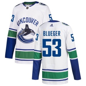 Men's Vancouver Canucks Teddy Blueger Adidas Authentic zied White Away Jersey - Blue
