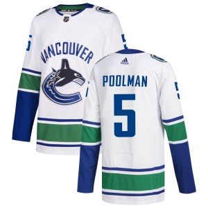 Men's Vancouver Canucks Tucker Poolman Adidas Authentic zied Away Jersey - White
