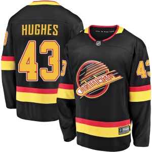 Men's Vancouver Canucks Quinn Hughes Fanatics Branded Premier Breakaway 2019/20 Flying Skate Jersey - Black