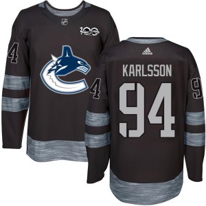 Men's Vancouver Canucks Linus Karlsson Authentic 1917-2017 100th Anniversary Jersey - Black