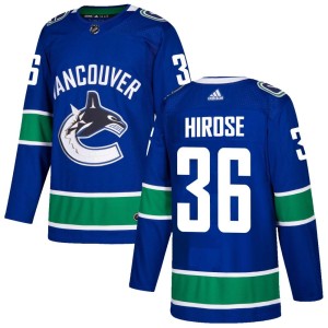 Youth Vancouver Canucks Akito Hirose Adidas Authentic Home Jersey - Blue