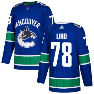 Youth Vancouver Canucks Kole Lind Adidas Authentic Home Jersey - Blue