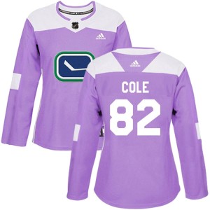 Women's Vancouver Canucks Ian Cole Adidas Authentic Fights Cancer Practice Jersey - Purple