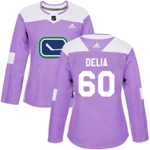 Women's Vancouver Canucks Collin Delia Adidas Authentic Fights Cancer Practice Jersey - Purple