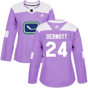 Women's Vancouver Canucks Travis Dermott Adidas Authentic Fights Cancer Practice Jersey - Purple