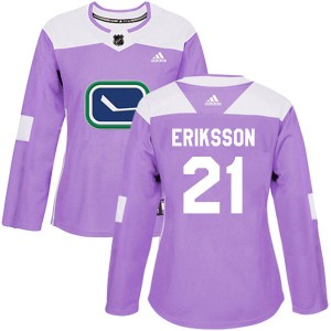 Women's Vancouver Canucks Loui Eriksson Adidas Authentic Fights Cancer Practice Jersey - Purple