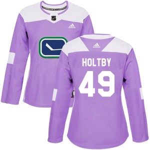 Women's Vancouver Canucks Braden Holtby Adidas Authentic Fights Cancer Practice Jersey - Purple