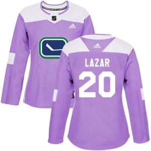 Women's Vancouver Canucks Curtis Lazar Adidas Authentic Fights Cancer Practice Jersey - Purple