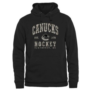 Men's Vancouver Canucks Camo Stack Pullover Hoodie - Black