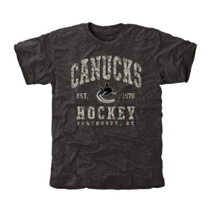 Men's Vancouver Canucks Camo Stack Tri-Blend T-Shirt - Black