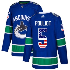 Youth Vancouver Canucks Derrick Pouliot Adidas Authentic USA Flag Fashion Jersey - Blue