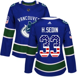 Women's Vancouver Canucks Henrik Sedin Adidas Authentic USA Flag Fashion Jersey - Blue