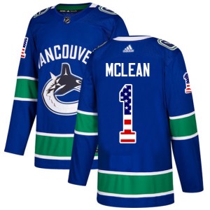 Men's Vancouver Canucks Kirk Mclean Adidas Authentic USA Flag Fashion Jersey - Blue