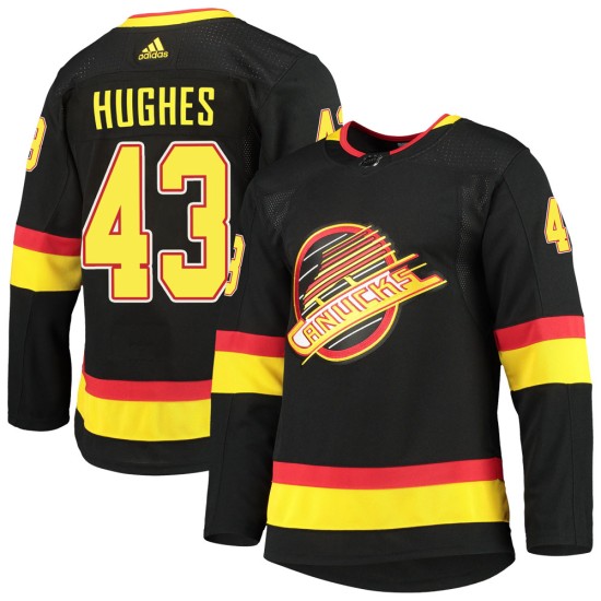 Men's Vancouver Canucks Quinn Hughes Adidas Authentic Alternate Primegreen Pro Jersey - Black
