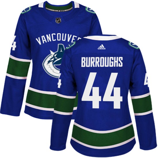 Women's Vancouver Canucks Kyle Burroughs Adidas Authentic Home Jersey - Blue