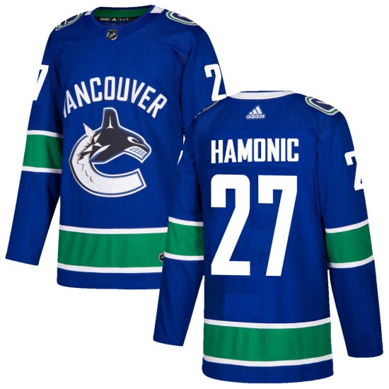 Youth Vancouver Canucks Travis Hamonic Adidas Authentic Home Jersey - Blue